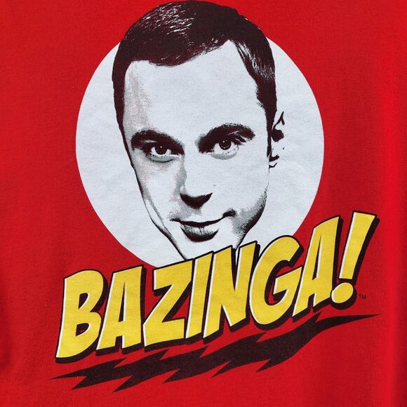 The Big Bang Theory Sheldon Cooper "Bazinga!" Red Multicolored T-Shirt Men's L - Picture 2 of 6